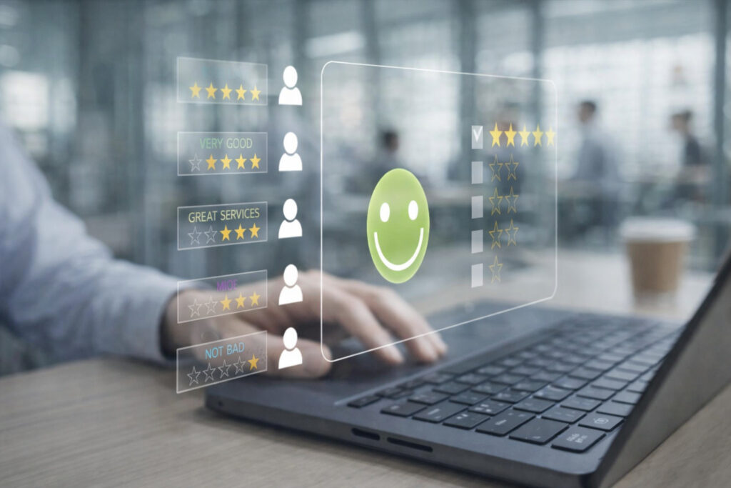 encuesta de clima organizacional mostrando evaluaciones de satisfacción laboral y experiencia del empleado en plataforma digital